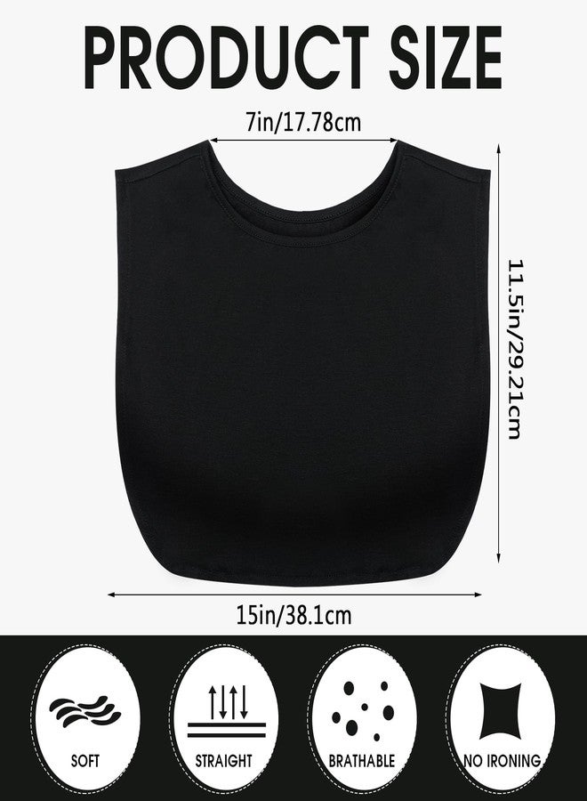 ShinyMatch 3 Pieces Fake Collars for Women Modesty Panels Crew Collar Neckline Cleavage Cover for Women Under Blouses Favors(White, Black, Skin Color) - Image 2